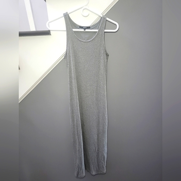 Quince Grey Tencel Rib Knit Sleeveless Midi Dress Stretchy Comfy Size Small - Picture 1 of 5